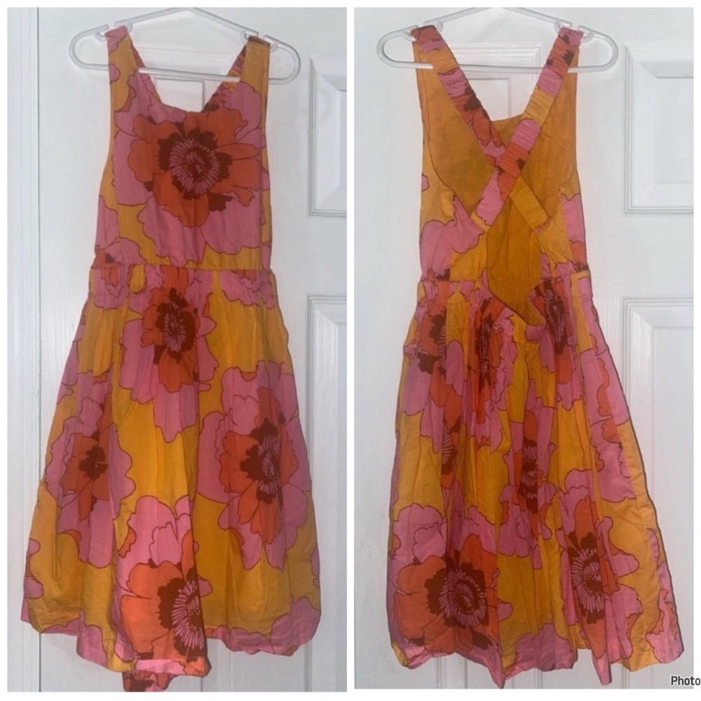 Gap girl criss cross open back floral dress size M(8) - Picture 2 of 10